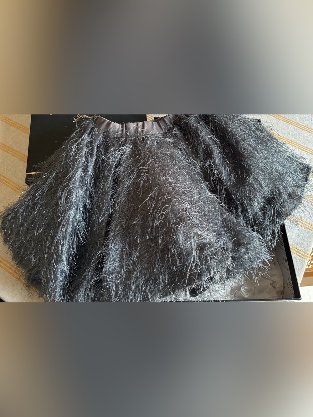 Girls Black/Charcoal Fringe Statement Skirt – Size XS